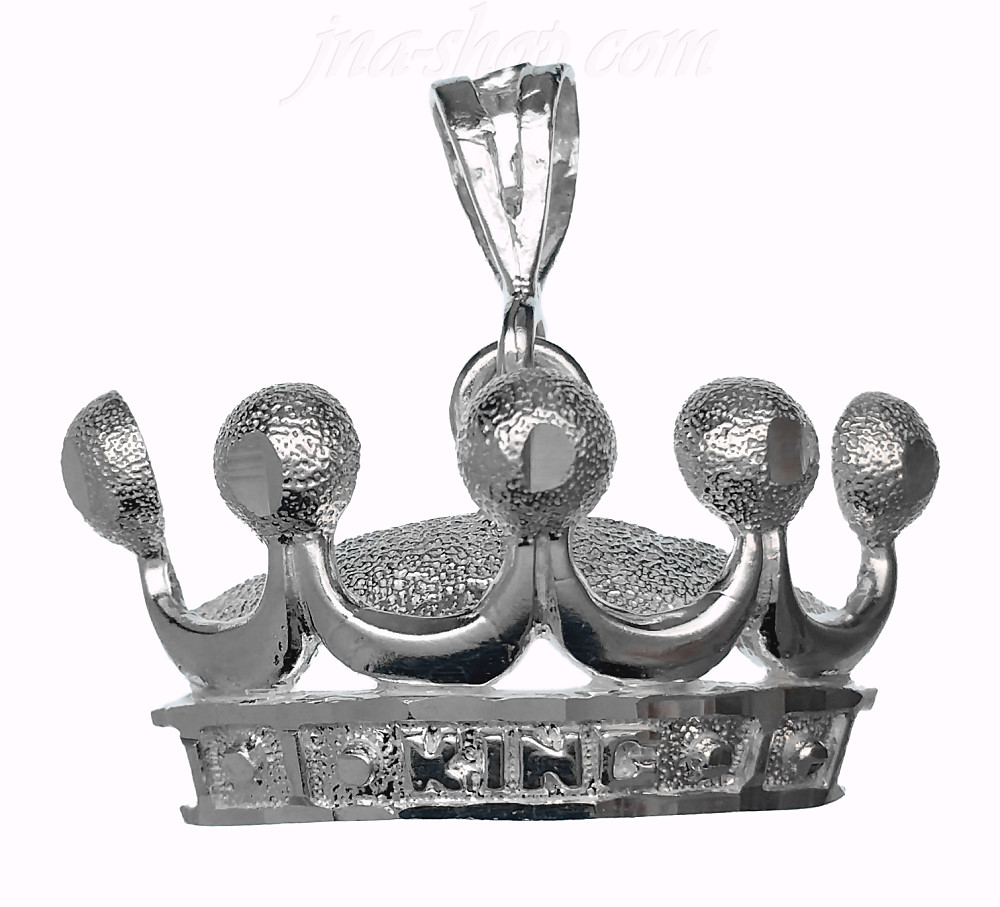 Sterling Silver DC Crown 'KING' Charm Pendant - Click Image to Close