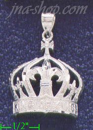 Sterling Silver DC Crown 'KING OF KINGS' Charm Pendant - Click Image to Close