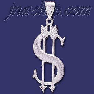 Sterling Silver DC Big Dollar Money Sign w/Arrows Charm Pendant - Click Image to Close