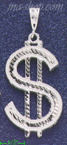 Sterling Silver DC Big Dollar Money Sign Charm Pendant - Click Image to Close