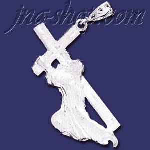Sterling Silver DC Jesus Christ Carrying Cross Charm Pendant - Click Image to Close