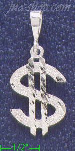 Sterling Silver DC Dollar Money Sign Charm Pendant - Click Image to Close