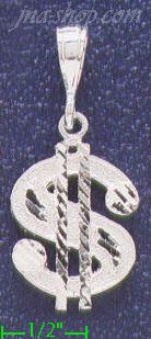 Sterling Silver DC Dollar Money Sign Charm Pendant - Click Image to Close