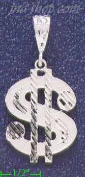 Sterling Silver DC Dollar Money Sign Charm Pendant - Click Image to Close