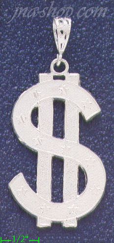 Sterling Silver DC Big Dollar Money Sign Charm Pendant - Click Image to Close