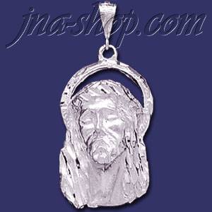 Sterling Silver DC Jesus Christ Face w/Halo Charm Pendant - Click Image to Close