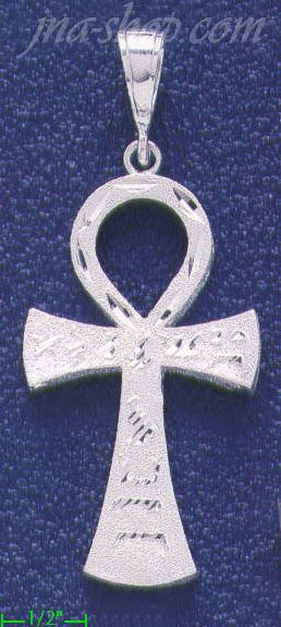 Sterling Silver Diamond-Cut Big Ankh Ansate Cross Charm Pendant - Click Image to Close