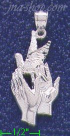 Sterling Silver DC Hands Releasing Dove Charm Pendant - Click Image to Close