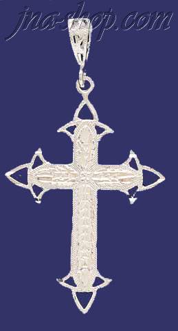 Sterling Silver Dia-Cut Cross Charm Pendant - Click Image to Close