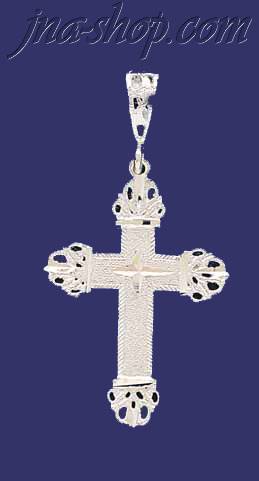 Sterling Silver Dia-Cut Cross Charm Pendant - Click Image to Close