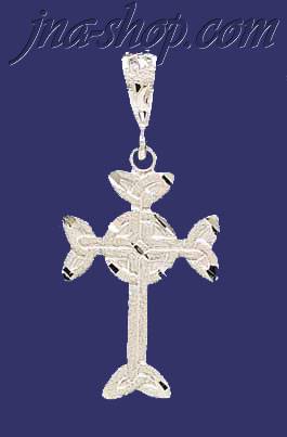 Sterling Silver Dia-Cut Cross Charm Pendant - Click Image to Close