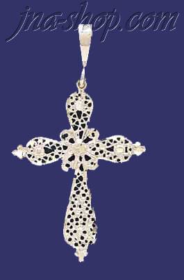 Sterling Silver Dia-Cut Cross Charm Pendant - Click Image to Close