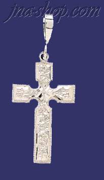 Sterling Silver Dia-Cut Cross Charm Pendant - Click Image to Close