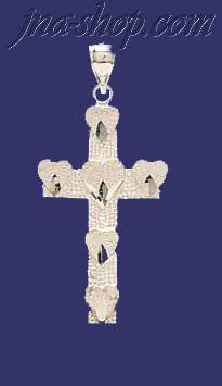 Sterling Silver Dia-Cut Cross Charm Pendant - Click Image to Close