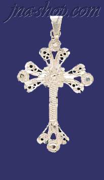 Sterling Silver Dia-Cut Cross Charm Pendant - Click Image to Close