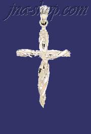 Sterling Silver Dia-Cut Cross Charm Pendant - Click Image to Close