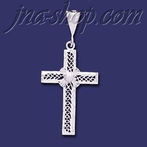 Sterling Silver Dia-Cut Cross Charm Pendant - Click Image to Close