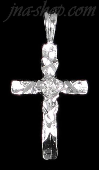 Sterling Silver Dia-Cut Cross Charm Pendant - Click Image to Close