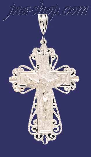Sterling Silver DC Big Cross Crucifix Charm Pendant - Click Image to Close
