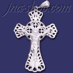 Sterling Silver DC Filigree Cross Crucifix Charm Pendant - Click Image to Close