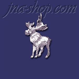 Sterling Silver Moose Elk Animal Charm Pendant - Click Image to Close