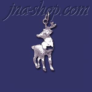 Sterling Silver Deer Standing Animal Charm Pendant - Click Image to Close