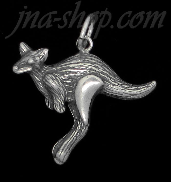Sterling Silver Kangaroo Animal Charm Pendant - Click Image to Close