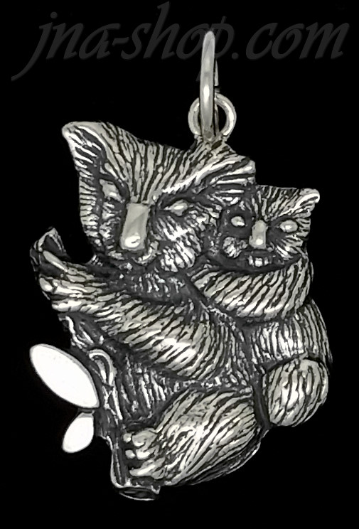 Sterling Silver Koala Bear w/Baby on Back Animal Charm Pendant - Click Image to Close