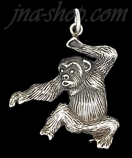 Sterling Silver Ape Monkey Orangutan Animal Charm Pendant - Click Image to Close