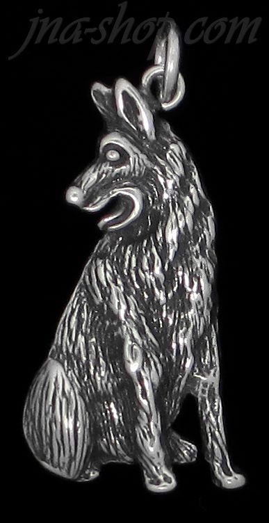 Sterling Silver German Shepherd Dog Animal Charm Pendant - Click Image to Close