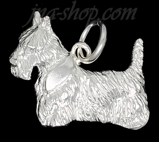 Sterling Silver Aberdeen Scottish Terrier Scottie Dog Animal Charm Pendant - Click Image to Close