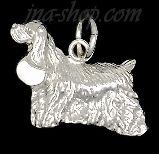 Sterling Silver Cocker Spaniel Dog Animal Charm Pendant - Click Image to Close