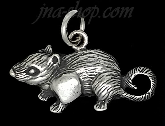 Sterling Silver Mouse Rat Animal Charm Pendant - Click Image to Close