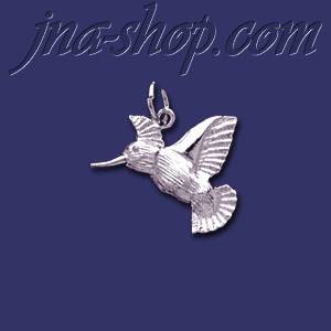 Sterling Silver Hummingbird Animal Charm Pendant - Click Image to Close