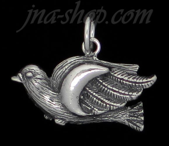 Sterling Silver Dove Bird Charm Pendant - Click Image to Close
