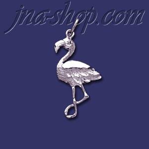 Sterling Silver Flamingo Animal Charm Pendant - Click Image to Close