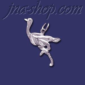 Sterling Silver Ostrich Animal Charm Pendant - Click Image to Close