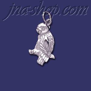 Sterling Silver Owl on Branch Animal Charm Pendant - Click Image to Close