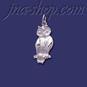 Sterling Silver Eared Owl on Branch Animal Charm Pendant - Click Image to Close