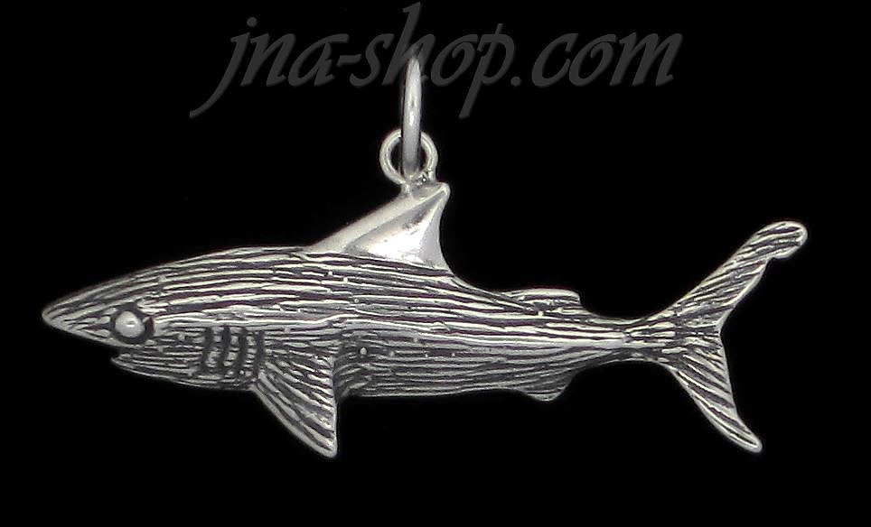 Sterling Silver Great White Shark Animal Charm Pendant - Click Image to Close