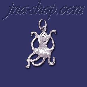 Sterling Silver Octopus Animal Charm Pendant - Click Image to Close