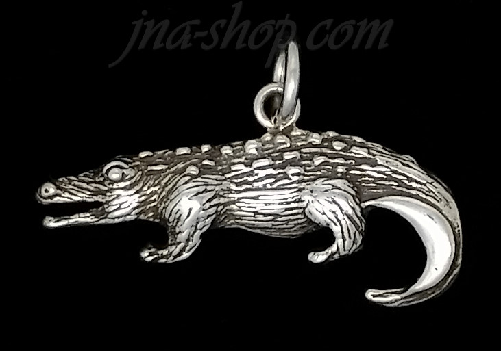 Sterling Silver Crocodile Alligator Animal Charm Pendant - Click Image to Close