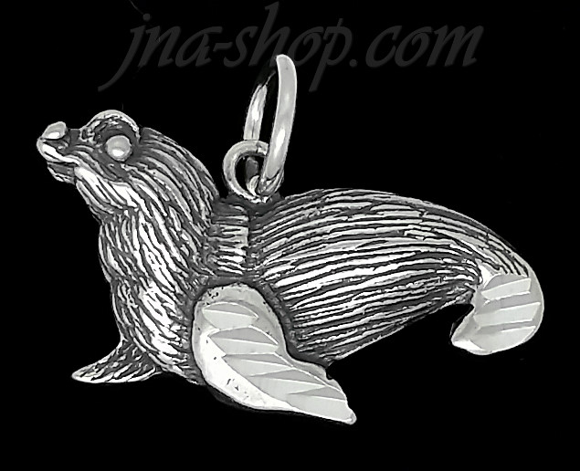 Sterling Silver Seal Sea Lion Animal Charm Pendant - Click Image to Close