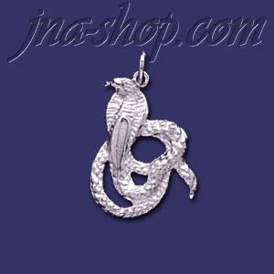 Sterling Silver Snake Cobra Animal Charm Pendant - Click Image to Close