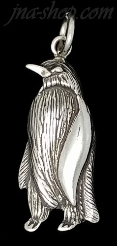 Sterling Silver Penguin Charm Pendant - Click Image to Close