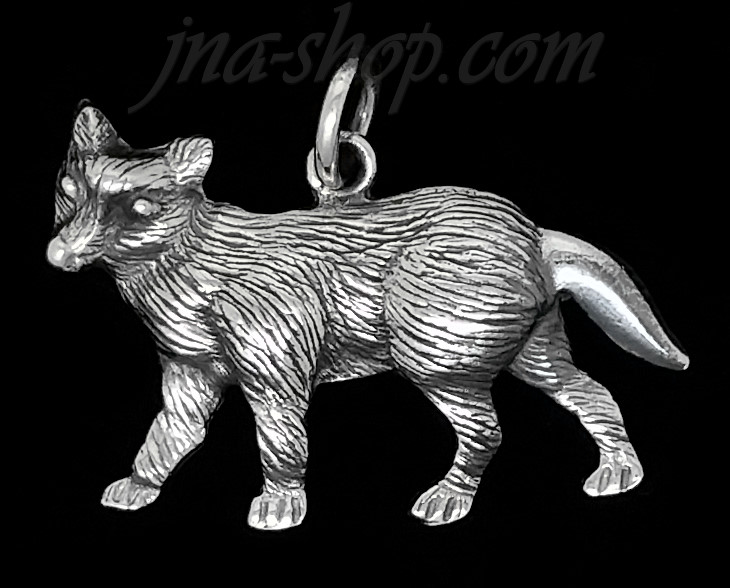 Sterling Silver Fox Animal Charm Pendant - Click Image to Close