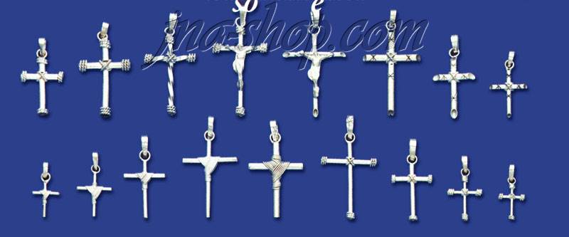 Sterling Silver 24 pc Assorted Hand-made Crosses Package - Click Image to Close