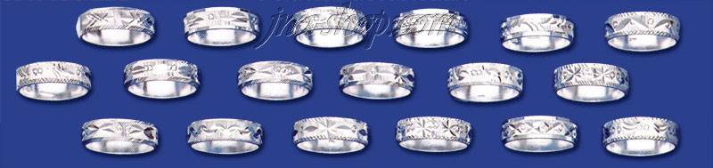 Sterling Silver 18 Wide Diamond-cut Band Rings Package - Click Image to Close