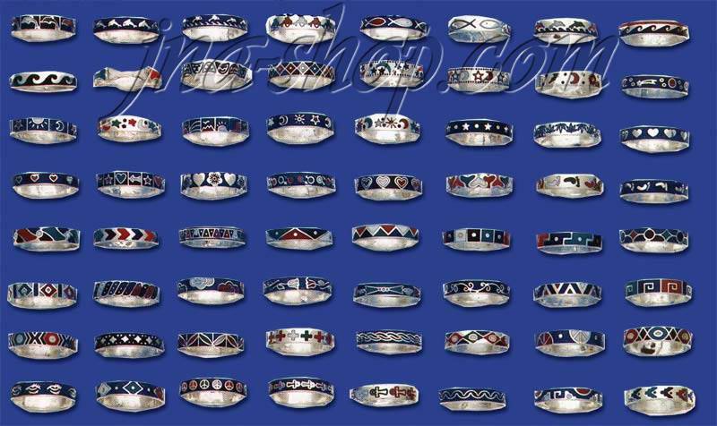 Sterling Silver 36 Colorful Enamel Rings Package - Click Image to Close