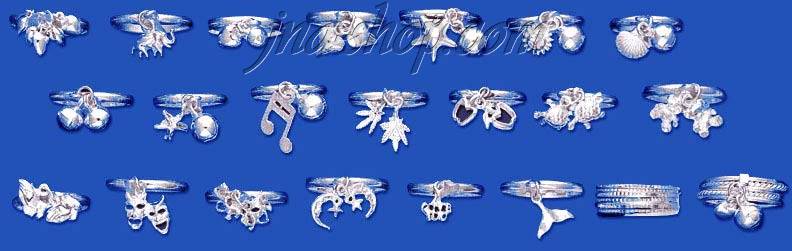 Sterling Silver 36 Charm Rings Package - Click Image to Close